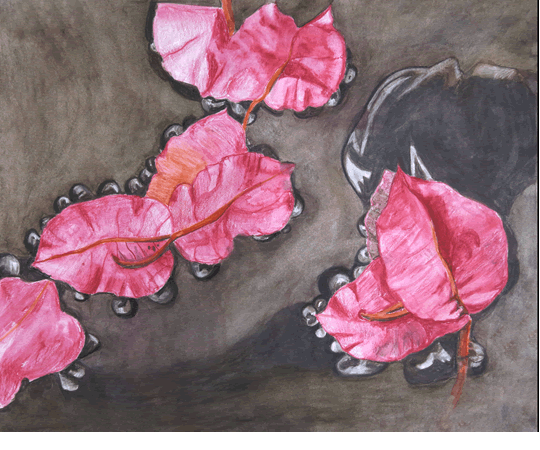 Petals In Water Watercolor Print - Island Art by Yotigo